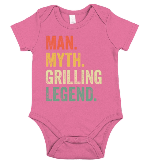 Mens Grilling BBQ Funny Man Myth Grill Legend Fath Short Sleeve Baby One-Piece