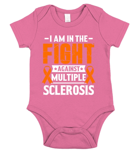 Multiple Sclerosis Awareness Fight Orange Ribbon Short Sleeve Baby One-Piece