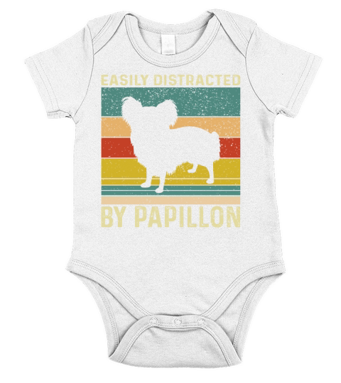 Papillon Dog Vintage Papillon Dog Lover Easily Short Sleeve Baby One-Piece