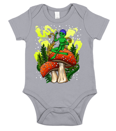 Psycadellic Magic Mushroom Alien LSD Acid Trip Short Sleeve Baby One-Piece
