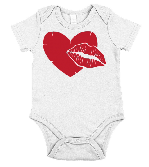 Valentimes Day Heart and Lips Valentine Day Gift Short Sleeve Baby One-Piece