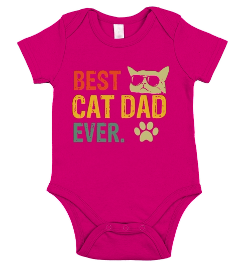 Vintage Best Cat Dad Ever T-Shirt Cat Daddy Gift Short Sleeve Baby One-Piece