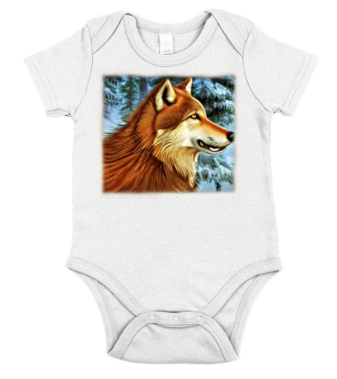 Wolf artwork design predator face imprint Short Sleeve Baby One-Piece