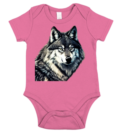 Wolf artwork design predator face imprint Short Sleeve Baby One-Piece