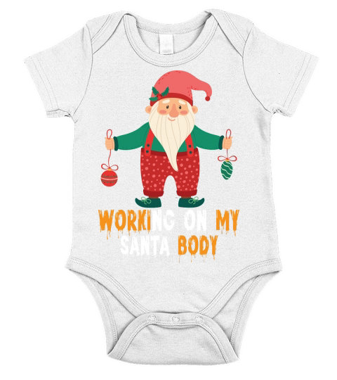 Working On My Santa Body Christmas Shirt Short Sleeve Baby One-Piece