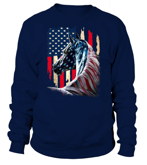 Patriotic Horse American Flag - Horse Vintage Sweatshirt Unisex