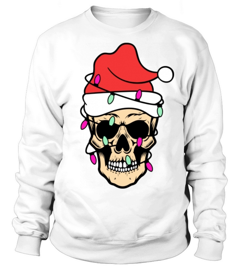 Skull Santa Hat Christmas Lights Sweatshirt Unisex