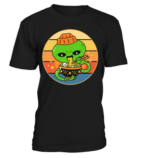 Cute Alien Eating Ramen Vintage Retro Sunset T-Shirt Unisex