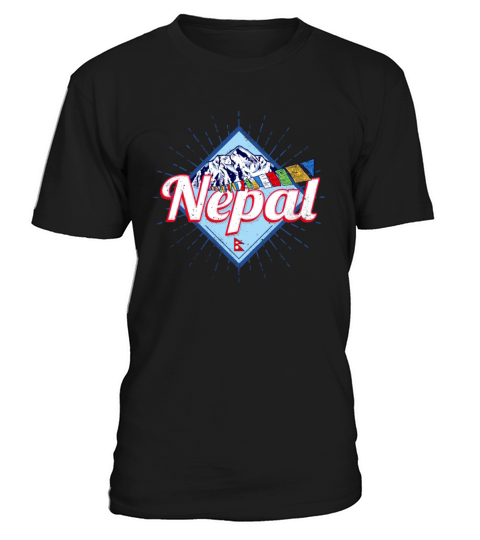 Nepal with Mountains Retro Flags Vintage Holiday T-Shirt Unisex