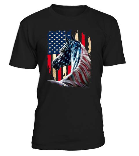 Patriotic Horse American Flag - Horse Vintage T-Shirt Unisex