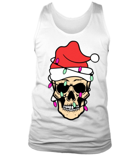 Skull Santa Hat Christmas Lights Tank Top Unisex