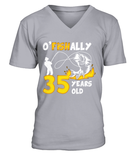 35th Birthday Fishing 1978 Vintage Fisherman Angle V-Neck T-shirt