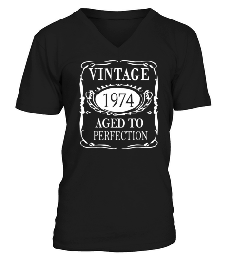 40th Birthday Vintage 1974 V-Neck T-shirt