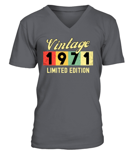 50th Birthday Vintage 1971 V-Neck T-shirt