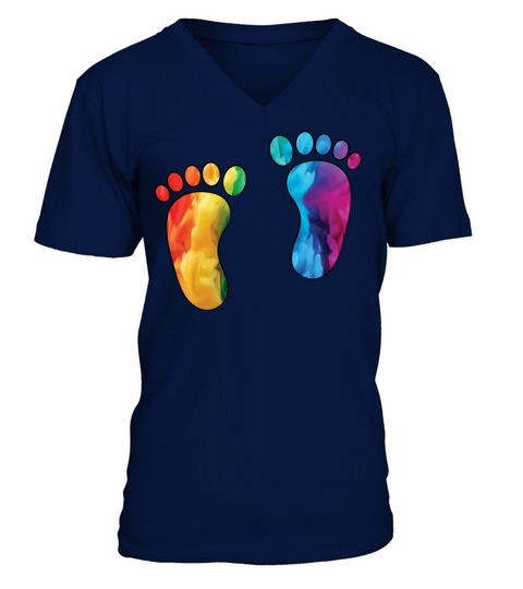 Colorful Rainbow Footprints With Smoke And Fog V-Neck T-shirt