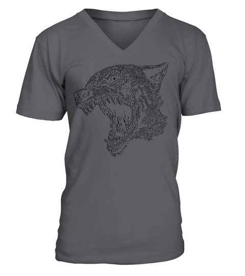 Creepy Vintage Halloween Wolf Portrait V-Neck T-shirt