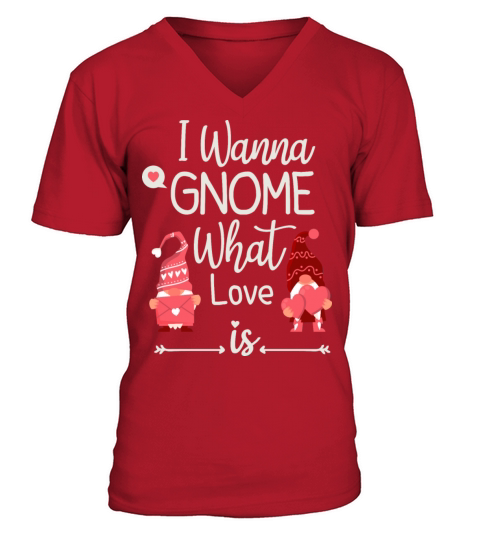 Funny 80s Gnome Valentines Day V-Neck T-shirt
