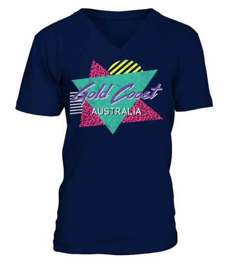 Gold Coast Australia Vintage Retro 80s 90s Vacatio V-Neck T-shirt