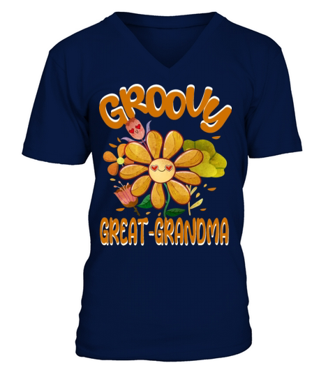 Groovy Great-Grandma Family Matching Vintage V-Neck T-shirt