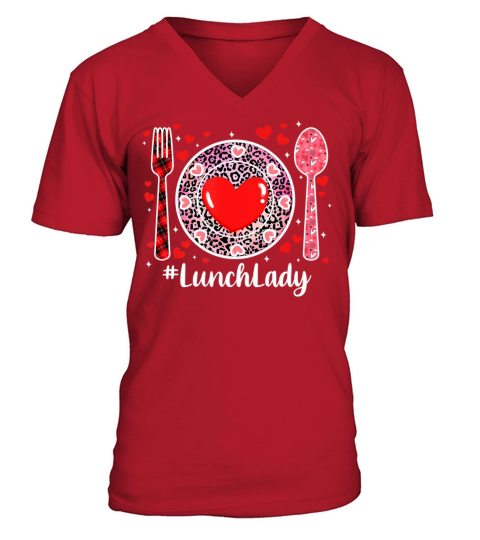 Happy Valentines Day Lunch Lady Women Matching2078 V-Neck T-shirt