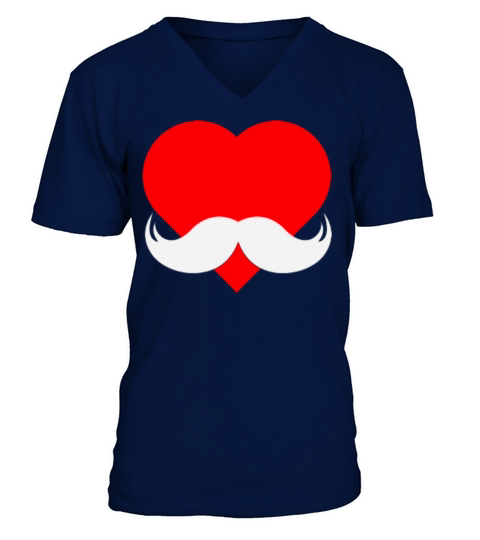 Love Heart in Mustache V-Neck T-shirt