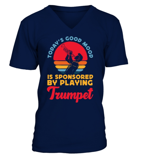 Trumpet Player Vintage Retro V-Neck T-shirt