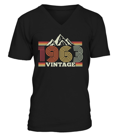 Vintage 1963 Birthday Retro Look V-Neck T-shirt