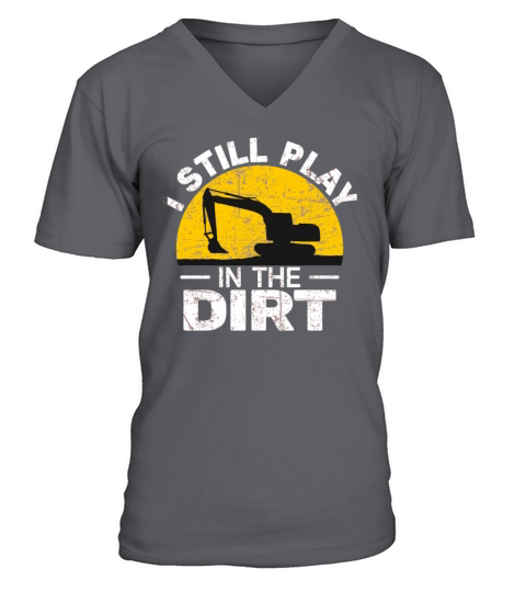 vintage excavator operator construction worker V-Neck T-shirt