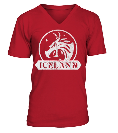 Vintage Iceland Of Viking Dragon V-Neck T-shirt
