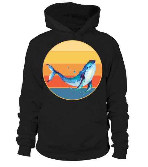 Cute Kawaii Whale Retro Sunset Vintage Ocean Hoodie Unisex