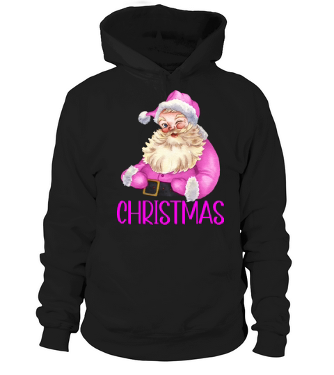 Merry Christmas Retro Vintage Pink Santa Claus Hoodie Unisex