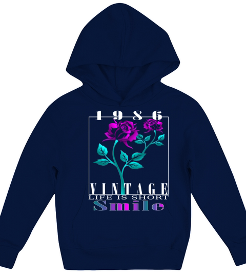 1986 Born Vintage Rose Gift Kids Hoodie