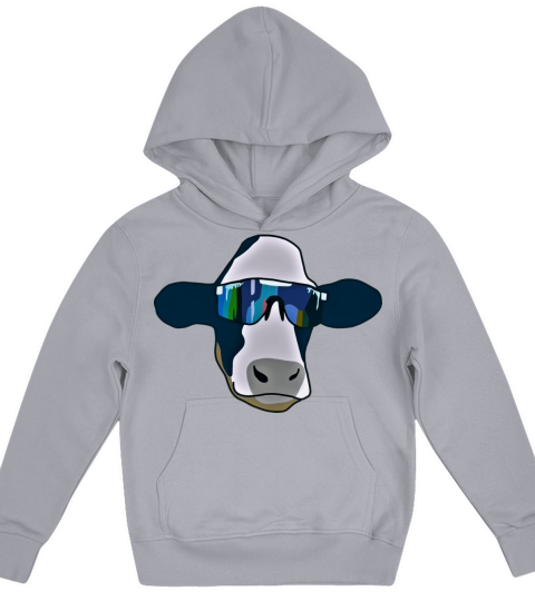 cow wearing Polarized lens funny farm Kids Hoodie