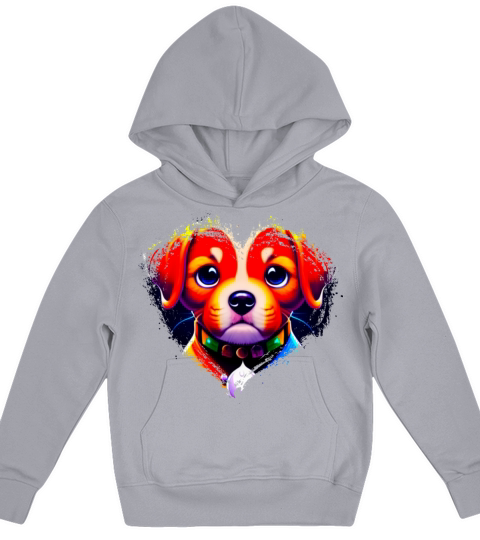 Cute Colorful Rainbow Dog Valentines Day Heart Kids Hoodie