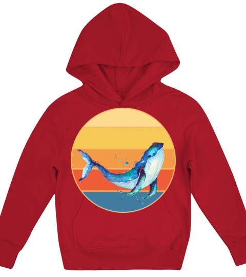 Cute Kawaii Whale Retro Sunset Vintage Ocean Kids Hoodie