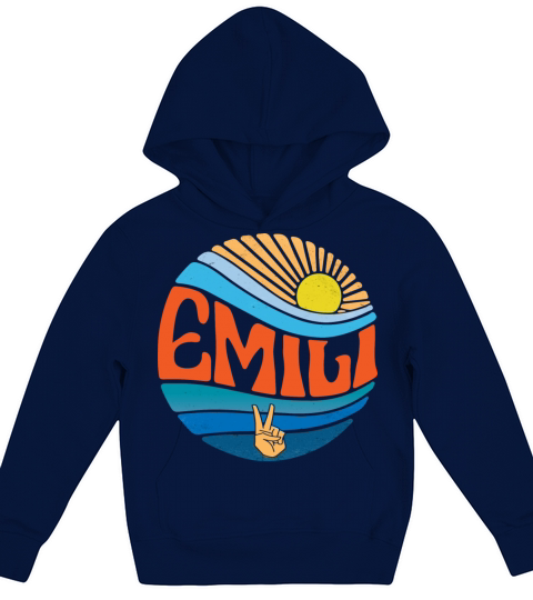 Emili Shirt Vintage Sunset Emili Groovy Tie Dye Kids Hoodie