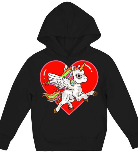 heart unicorn valentines day hearts day love Kids Hoodie