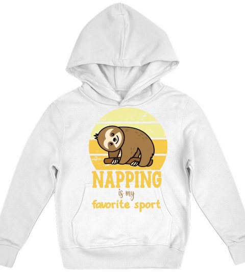 Napping is my favorite sport funny sloth design Kids Hoodie