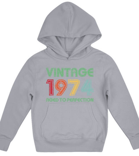 Vintage 1974 Aged To Perfection 47th Birthday Gift Kids Hoodie