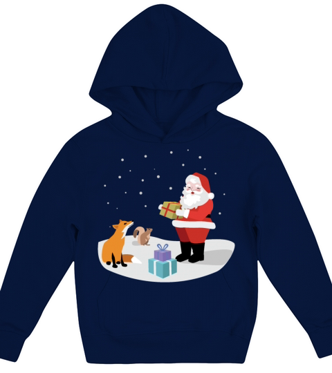 Vintage Santa Surrounded By Forest Kids Hoodie
