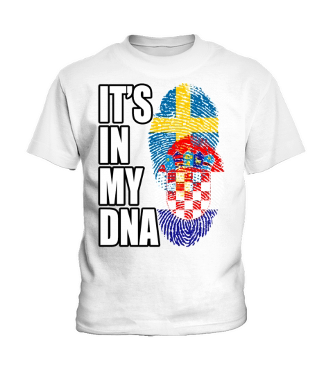 Croatian And Swedish Mix Heritage DNA Flag Kids T-Shirt