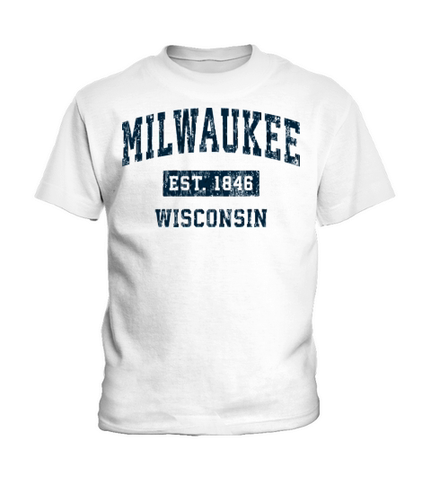 Milwaukee Wisconsin Wi Vintage Sports Design Navy Kids T-Shirt