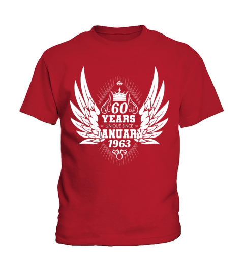 Vintage 1963 Birthday January Angel Wings Kids T-Shirt