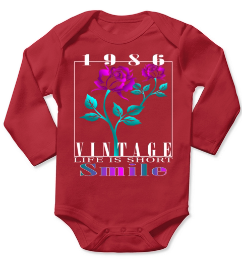1986 Born Vintage Rose Gift Long Sleeve Baby One-Piece
