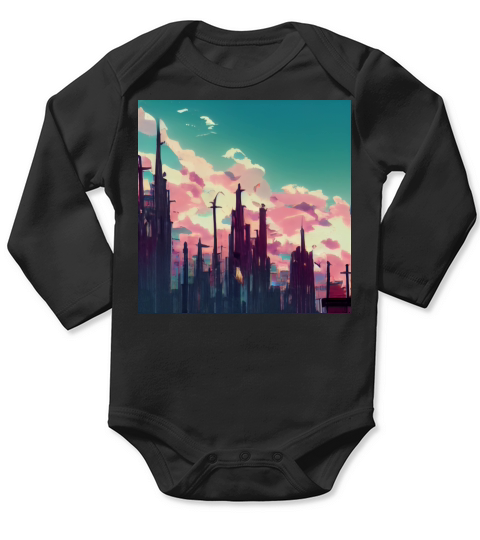 Aesthetic city sky Long Sleeve Baby One-Piece