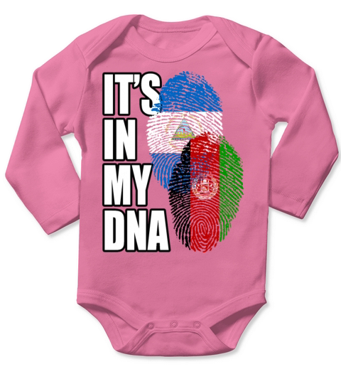 Afghan And Nicaraguan Mix Heritage DNA Flag Long Sleeve Baby One-Piece