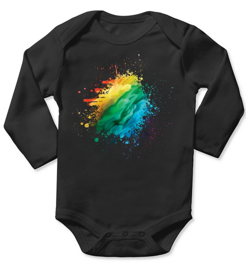 Colorful Rainbow Paint Splatter With Smoke And Fog Long Sleeve Baby One-Piece