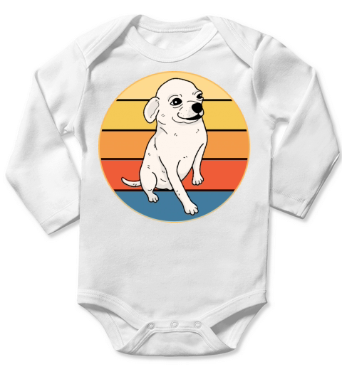 Cute Chihuahua Dog Breed Vintage Retro Sunset Long Sleeve Baby One-Piece
