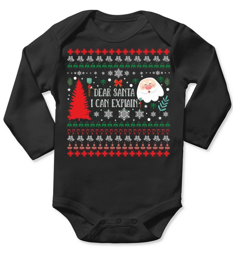 Dear Santa I Can Explain Ugly Christmas Sweater Long Sleeve Baby One-Piece