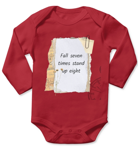 FALL SEVEN TIMES STAND UP EIGHT Long Sleeve Baby One-Piece